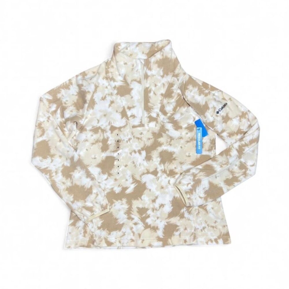 Columbia Large 1/2 Zip Fleece Pullover Glacial Marbled Tan Print Women's